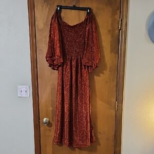 Chic Long Sleeve Rust Dress